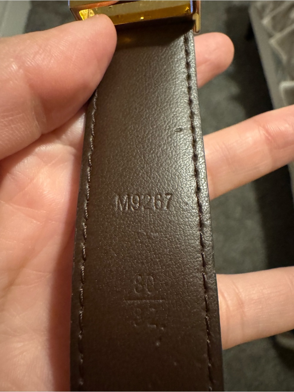 Louis Vuitton Brown Damier Ebene Belt with Gold LV Initiales 25 mm - Picture 4 of 6